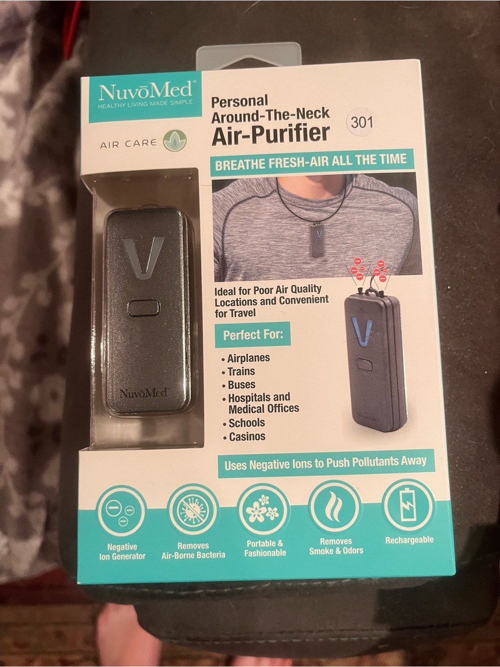 NuvoMed Personal Around-The-Neck Air-Purifier — Black